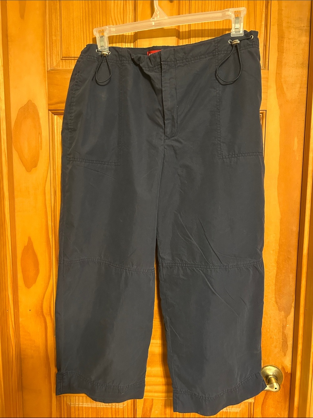 Navy Wide-Leg Casual Pants